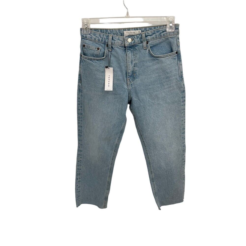 NWT Topshop Straight Jeans Cropped Raw Hem Size 6